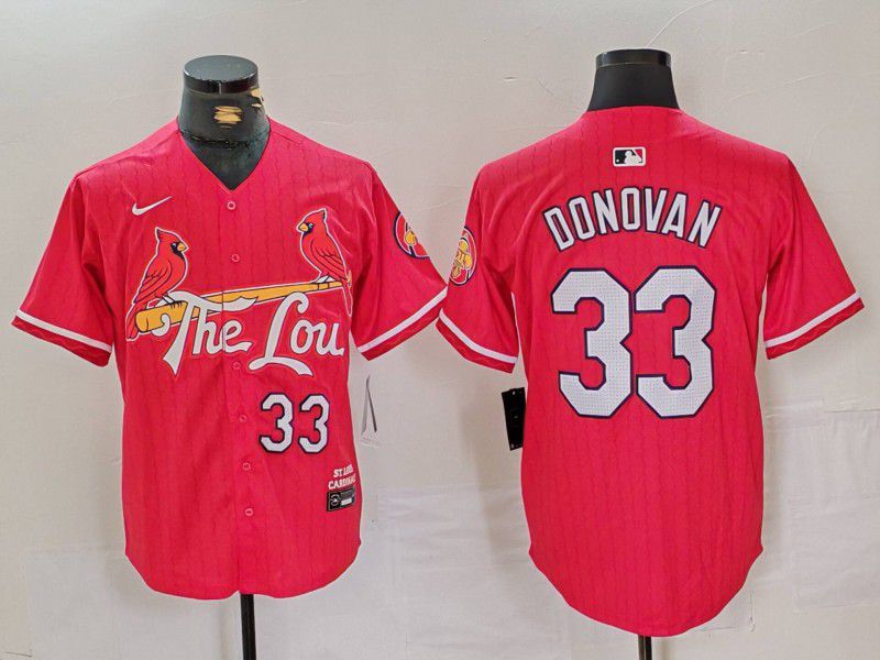 Men St.Louis Cardinals #33 Donovan Red City Edition 2024 Nike MLB Jersey style 1